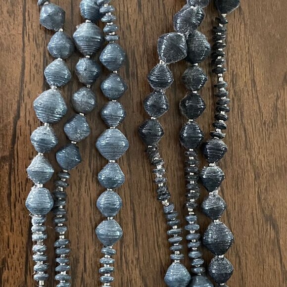 Noonday Collection Blue Paper Bead Necklace BEAUTIFUL - Picture 3 of 3